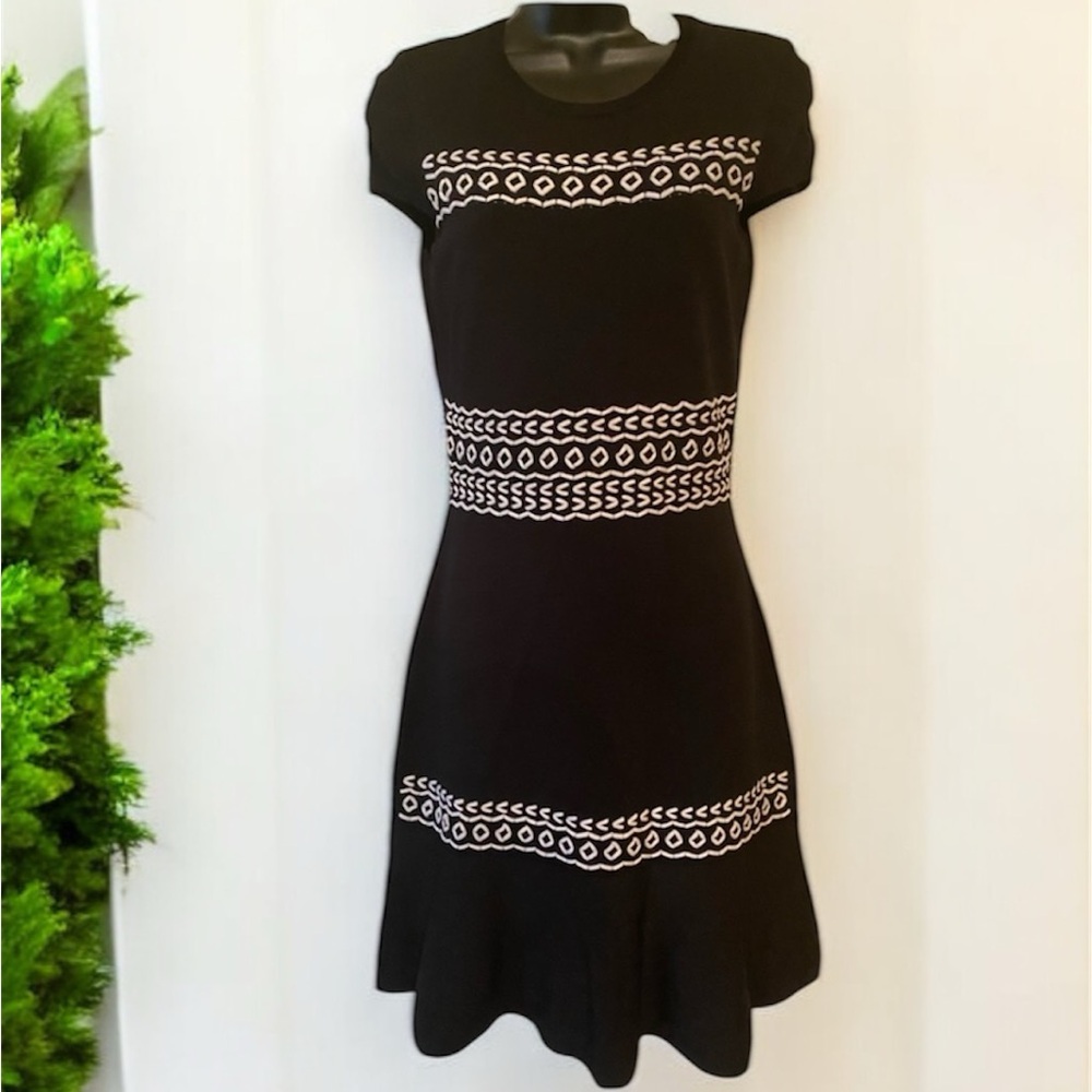 Shoshanna Black & White Midi Dress, Size S